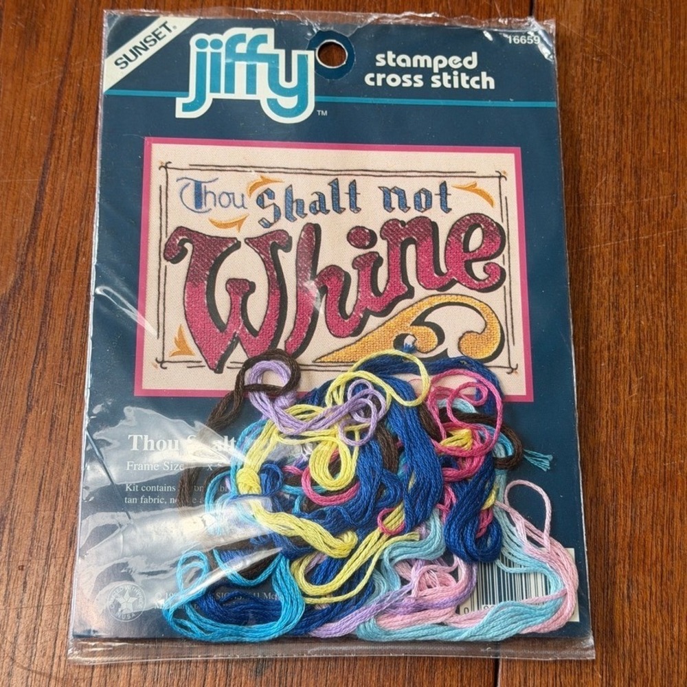 Jiffy Sunset Thou Shalt Not Whine Stamped Cross Stitch Kit 16659 Vintage DIY